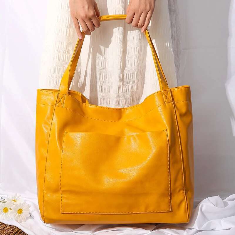 Large Capacity Women Handbag Oil Wax Tote For Lady Brand Top Quality Soft Leather Women's Shoulder Bags 2023 Bolsa Red