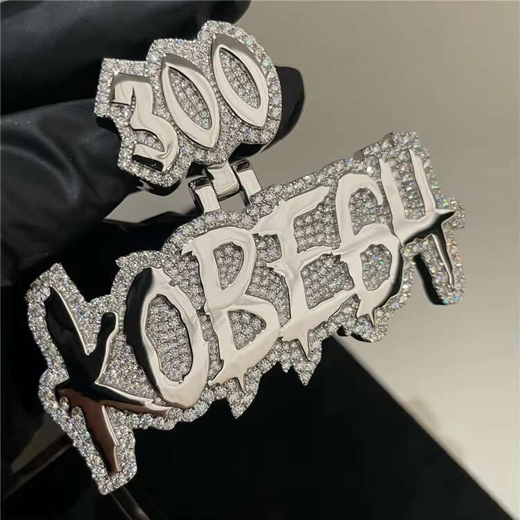 Hip Hop Jewelry Mens Iced Out Custom Letter Pendant 925 Sterling Silver VVS Moissanite Diamond Number Name Initial Pendant