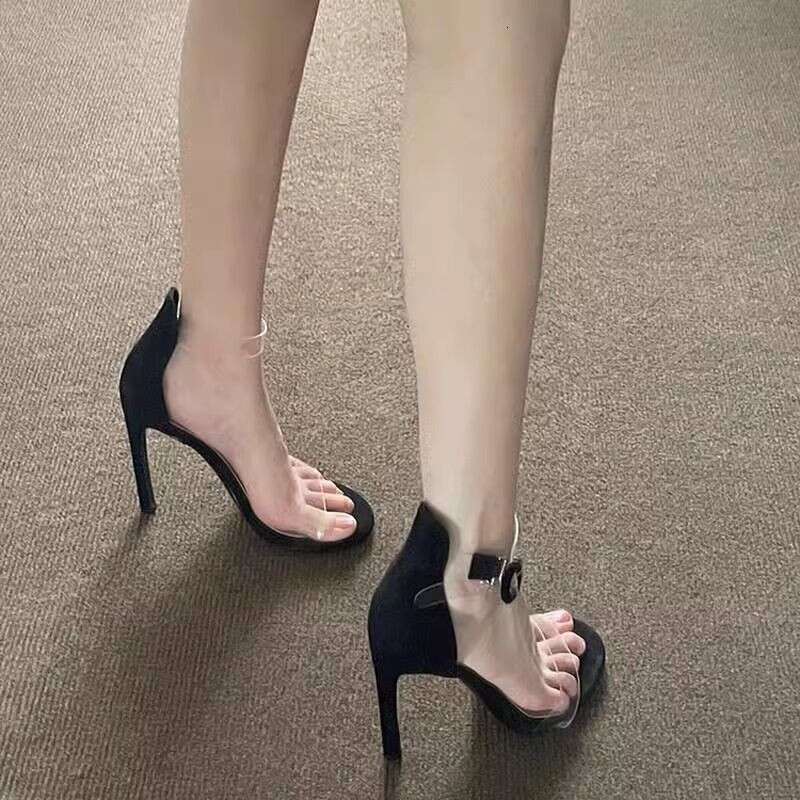 Woman Sandals Sexy Transparent Female Internet Celebrity Temperament Fashionable High Heels With Exposed Toes And A Buckle Slim High Heeled Sandals