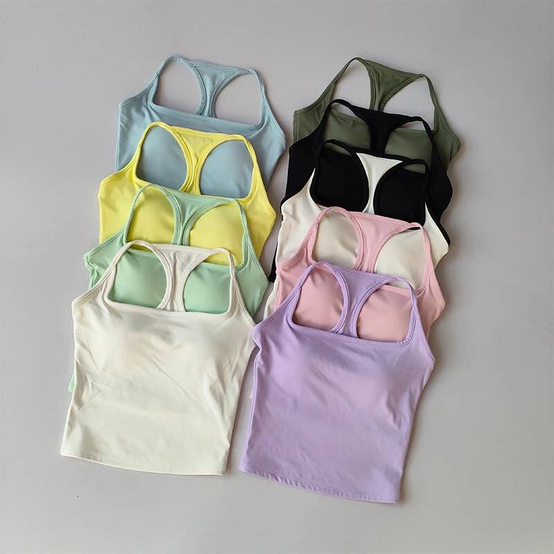 Sports and Fitness Vest with Chest Pad Summer Shockproof Beauty Back Nude Feeling Suit Pilates Training Top Yoga Clothing