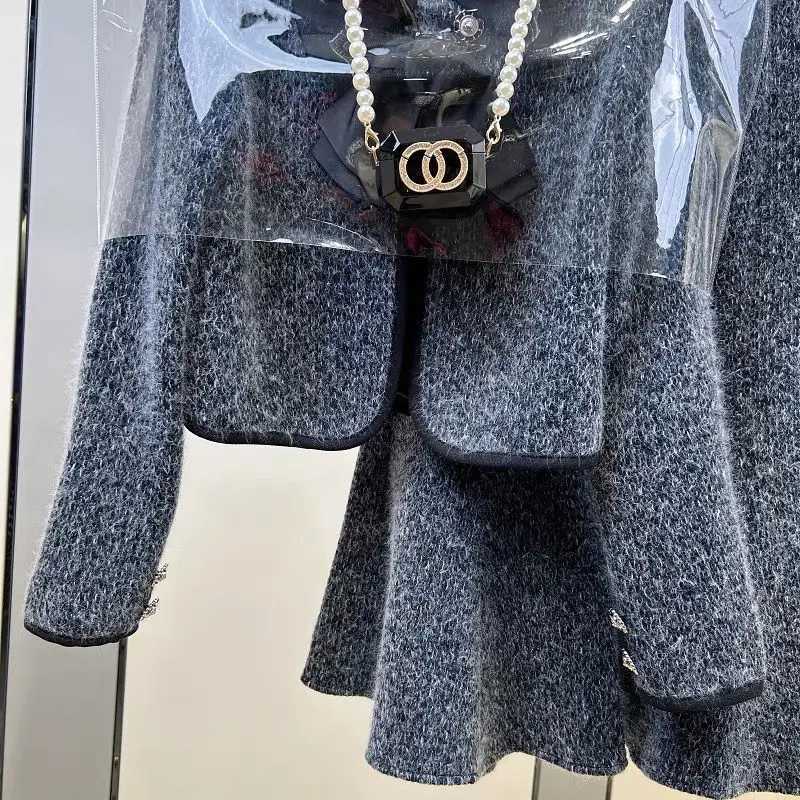 Women Tweed Vintage Suit Blazer Jackert Coat Skirt Two Piece Set Matching Outfit Winter Ladies Work Prom Party Clothing Female W251110