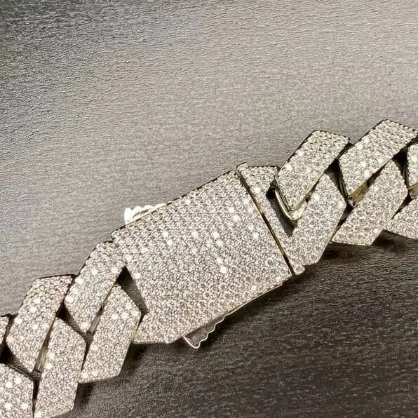 Moissanite Hiphop Jewelry 925 Sterling Silver 20mm 4 Rows Diamond Iced Out VVS Moissanite Cuban Chain