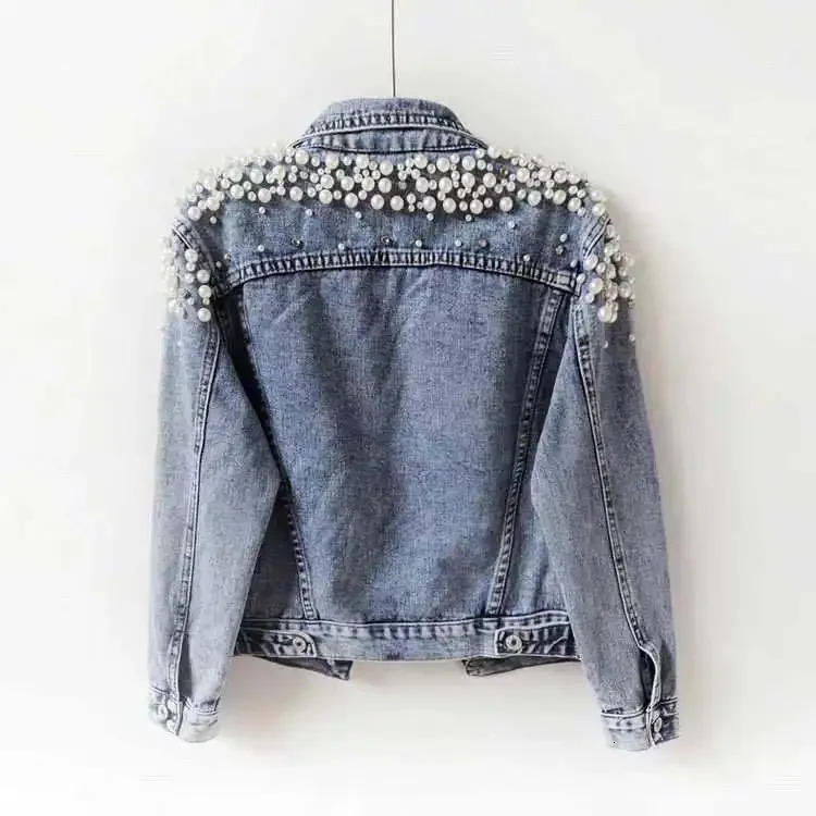 Fashionable denim jacket with embroidery suitable for women standing alone heavy European and American styles 250409