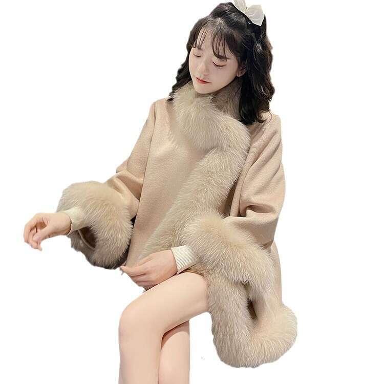 Loose Fur Cape New Fox Shawl Sheepskin Coat for Women, Youth Style Women, Women, Women,