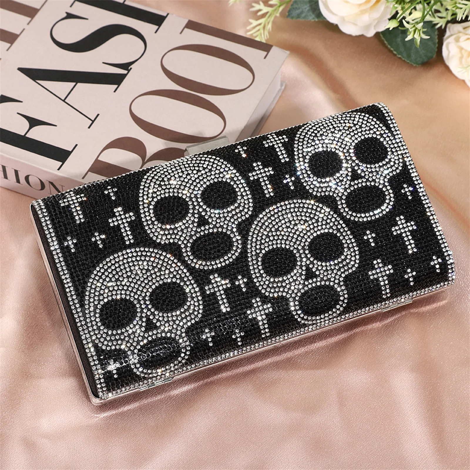 Elegant Crystal Embellished Evening Clutch Bag with Detachable Chain Strap for Prom Wedding Party Night Out Cocktail 251107