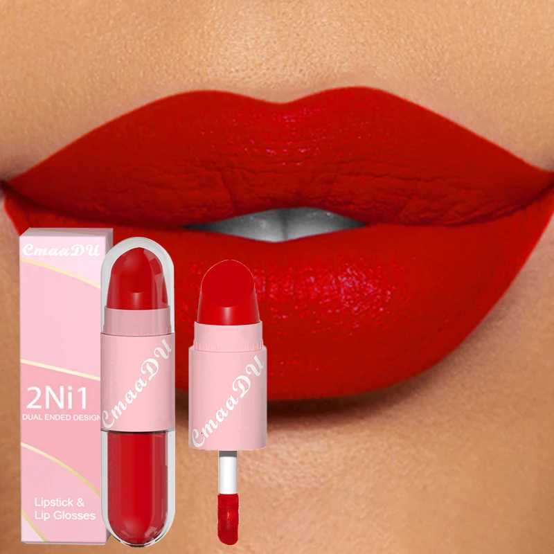 18 Colors 2 in 1 Matte Lipstick Liquid Purple Lip Glaze Double Head Lip Makeup Lasting Waterproof Velvet Sexy Dark Red LipsticksT251110