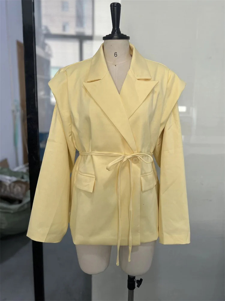 Tossy Elegant Commute Suit jacket Female LaceUp Loose Pocket Patchwork Lapel Party Looks Outwear For Women Bandage Coat 251110