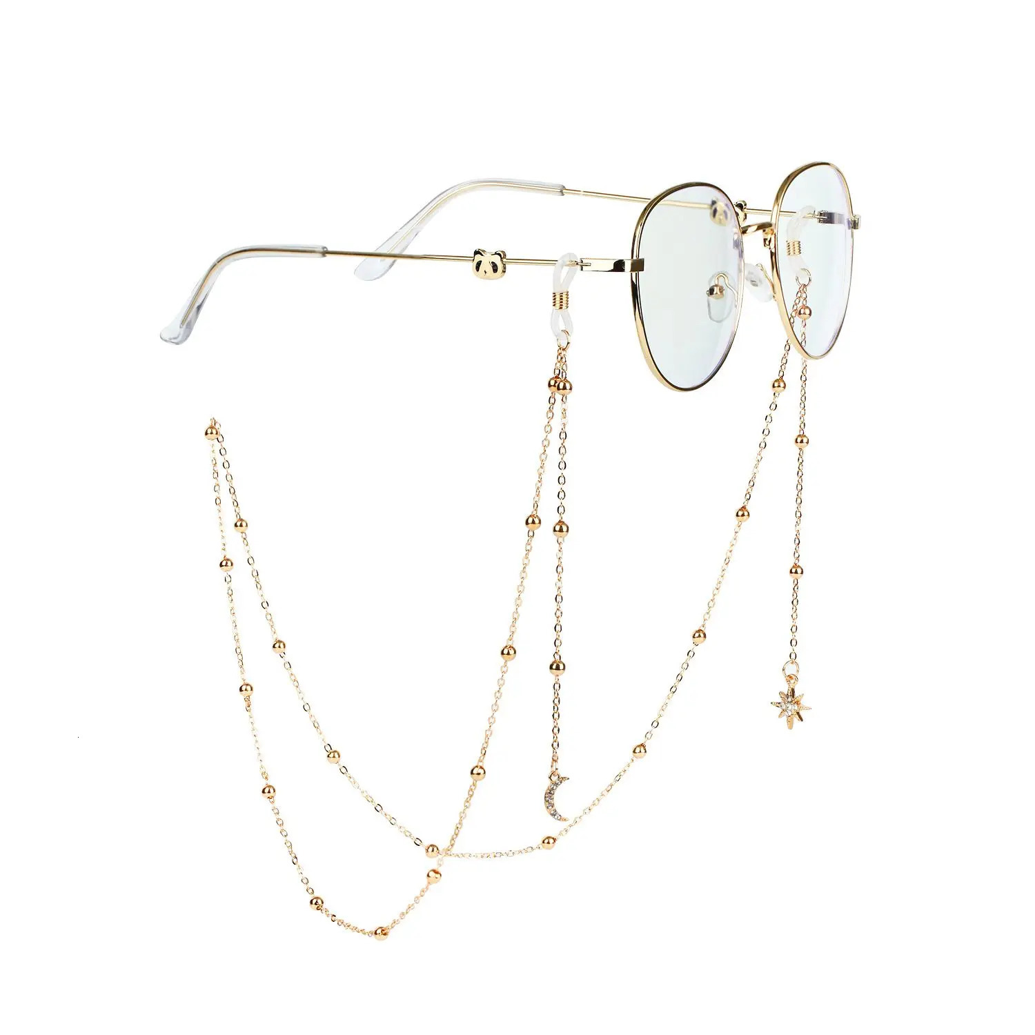 Fashion Womens Glasses Chain Hollow Star Bead Sunglasses Reading Tether Frame Neck Strap 250410
