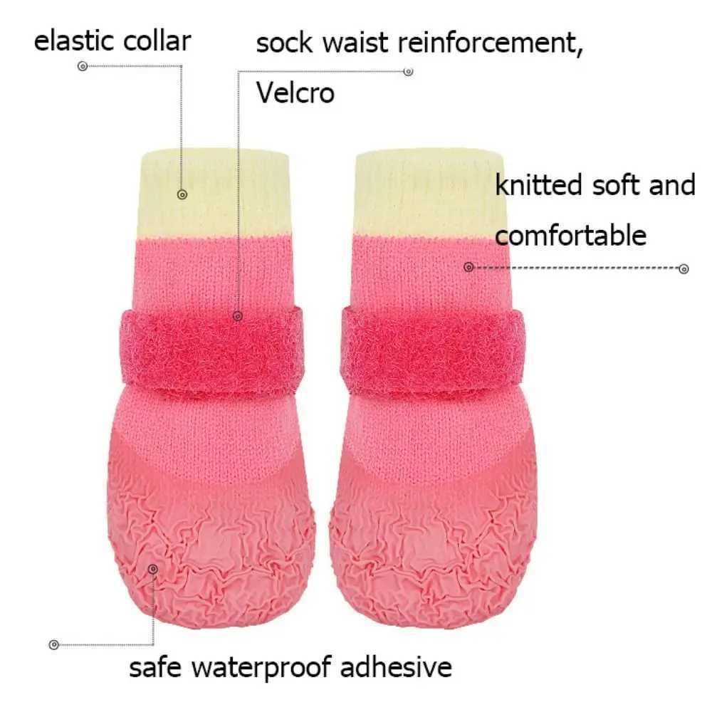 4 pieces/set of soft bottom dog waterproof socks breathable and wear-resistant pet foot covers dustproof and adjustable dog anti slip shoes T2504010