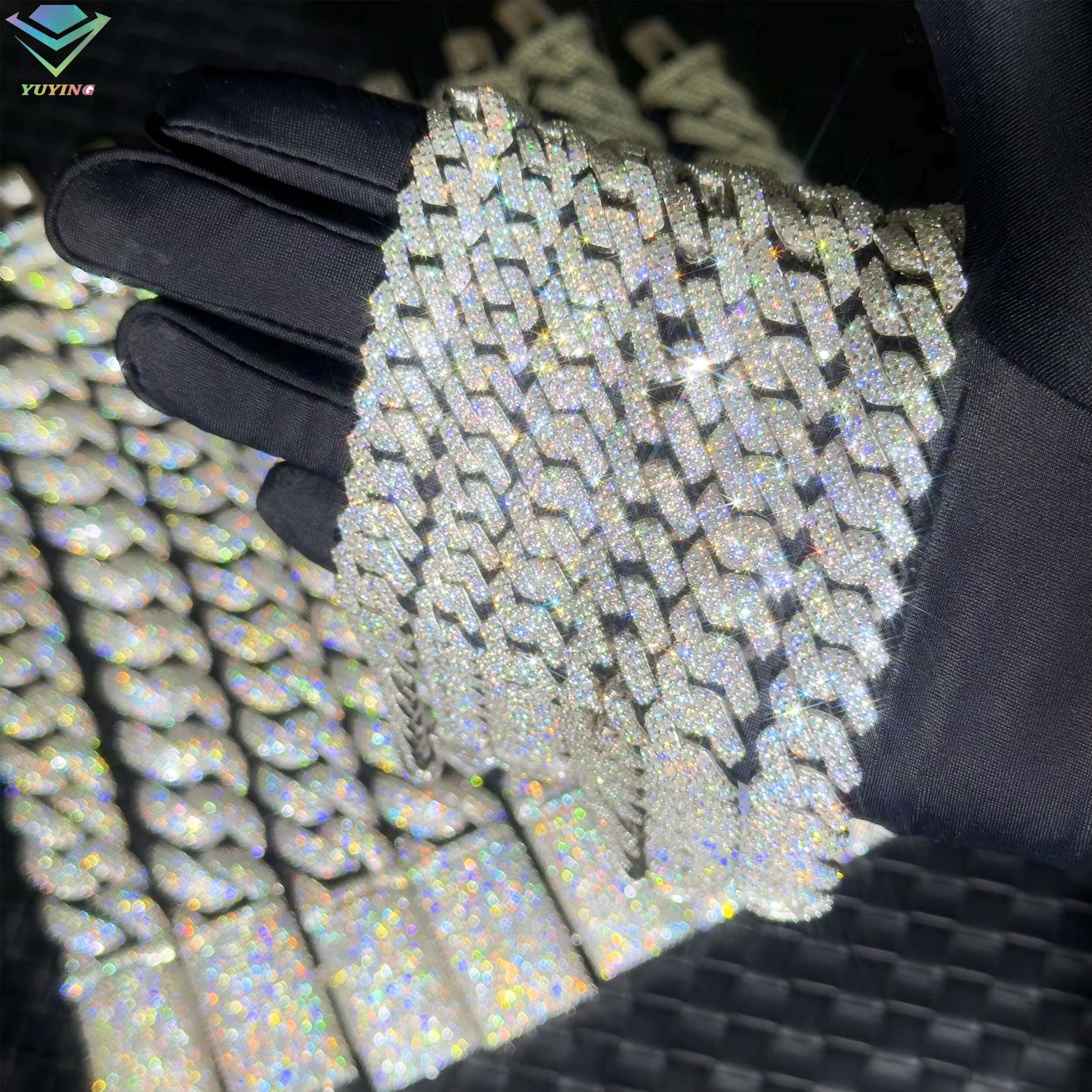 Yu Ying Pass Diamond test VVS GRA Moissanite Diamond 18k Gold Plated Silver Cuban Link Chain for Mans Hip Hop Necklace