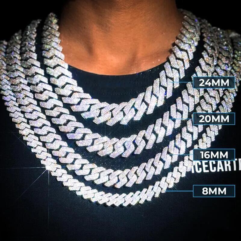 20mm Cuban k Chain Necklace for Men Rapper JewelryPass the testFashionHip Hop 5A+ CZ Stone Bg Iced Out