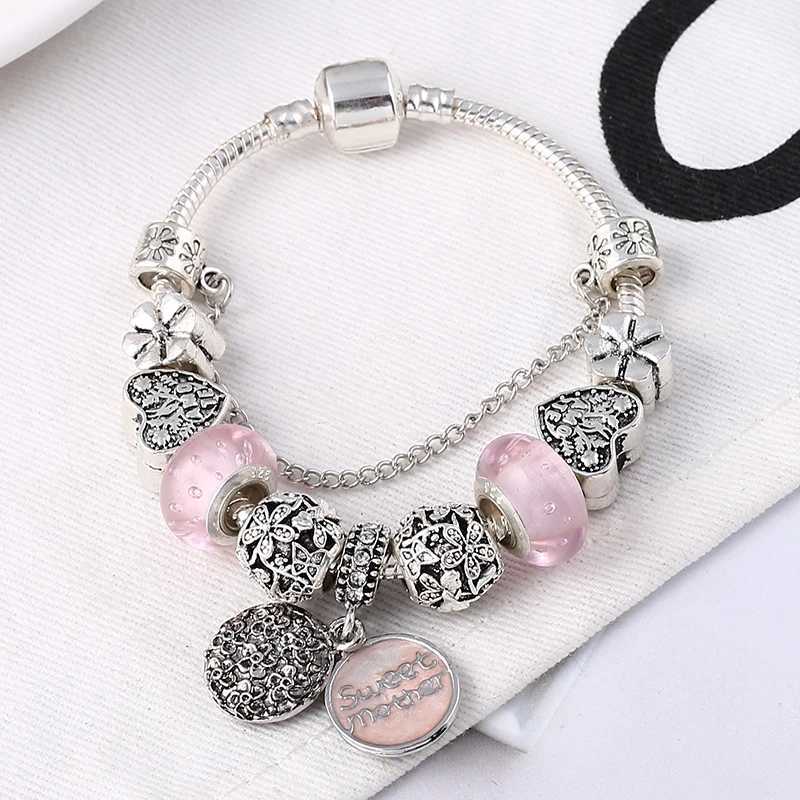 Silver Plated Charm Bracelet Bangle With Key Lock Crystal Pendant Ball Bracelet For Women Wedding Valentines Day Jewelry GiftT251110