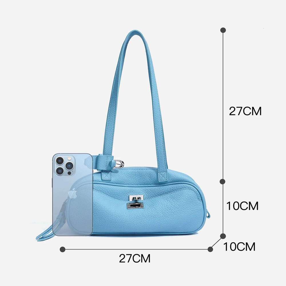 Spring Summer Bright Color Niche Shoulder Bag Minimalist Tote Versatile Commuter Handbag For Women Luxury Genuine Leather Purse St251110