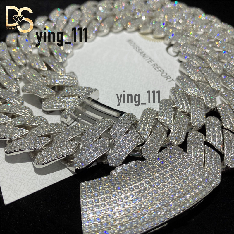 Luxury Hip Hop 18 20 22 Inches S925 Sterling Silver VVS Moissanite Cuban Chain Necklace Men