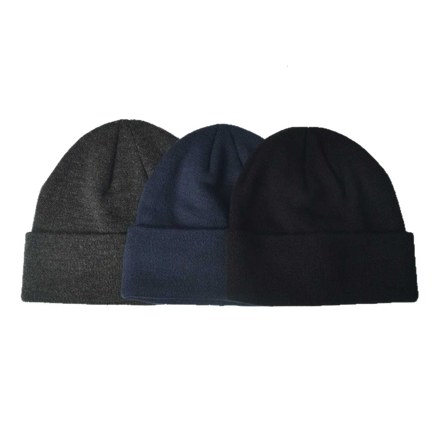 Mens Brimless Beanie Wool Winter Warm Knit Windproof Riding Thick Black Outdoor Woolen Dome Hat Wool Hat 4m873XJ251110