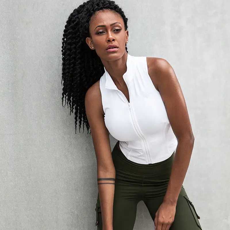 Sports vest womens sleeveless yoga vest summer ultra-thin running vest zipper fitness T-shirt casual sportswear womens clothingXJ250410