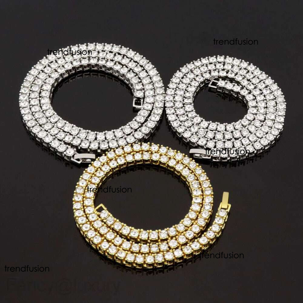 Single row hip-hop necklace 3mm Width dia tennis chain for men and women Tennis Chain jewelry