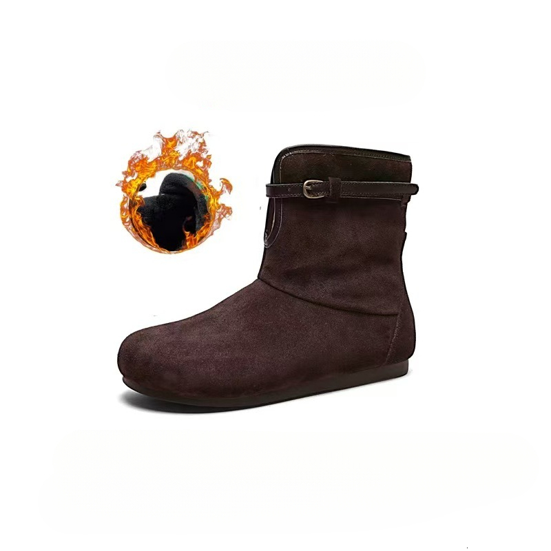 Designer's new sheepskin wool thick sole fluffy two-way snow boots rubber sole warm cotton shoes