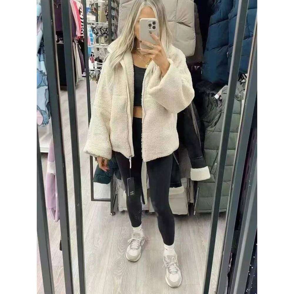 SIYANG Women Autumn Fashion Loose Teddy Coat Female Pockets Zipper Warm Faux Lamb Jacket Ladies Casual Outerwear