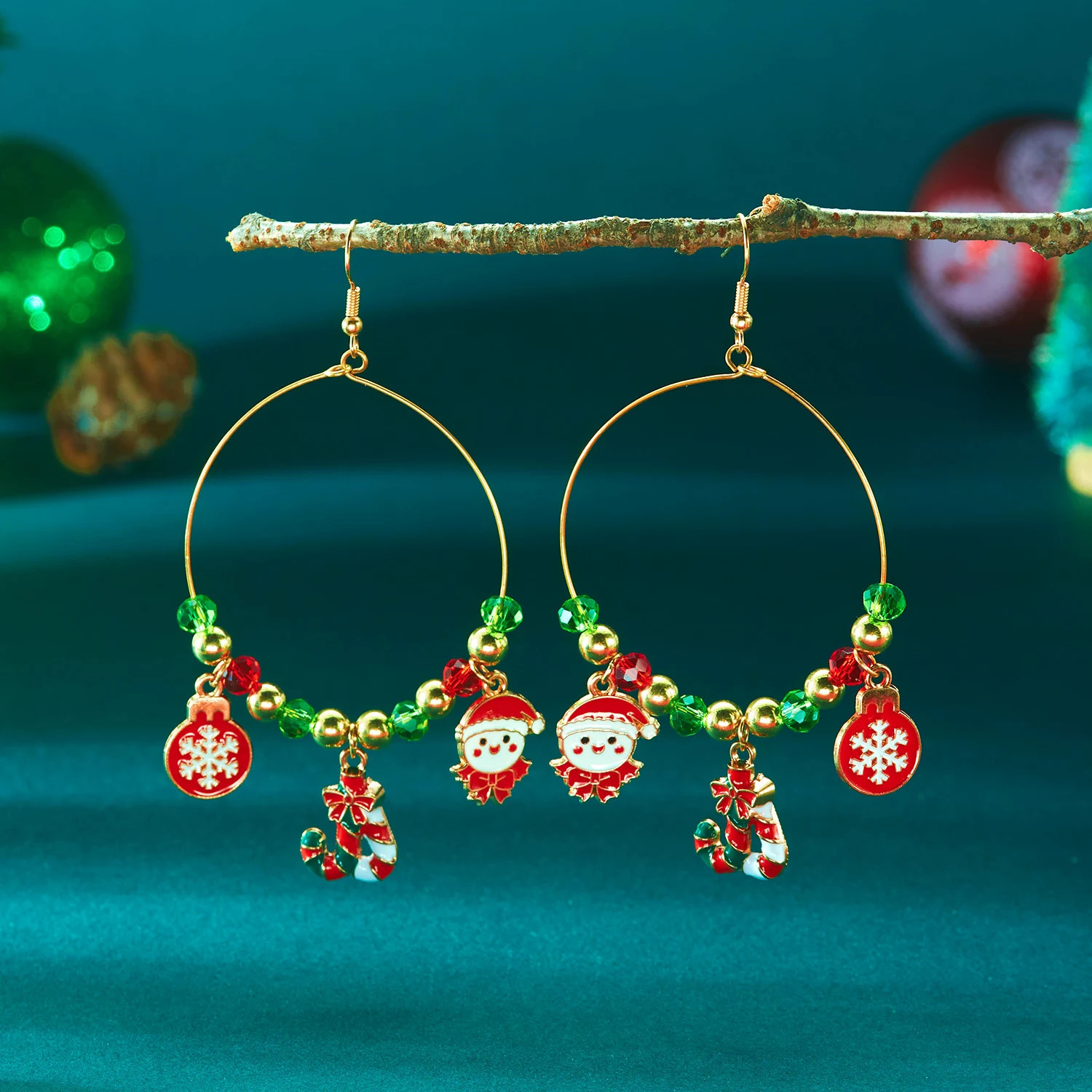Christmas Drop Earrings Hoop For Women Shiny Santa Claus Xmas Tree Snowman Elk Snowflake Long Tassel Dangle Earring Gifts 251031