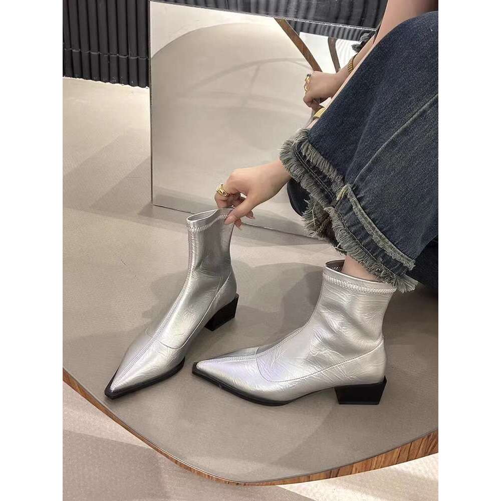 Woman Sandals Sharp Pointed Fashion Short For Women New Autumn Winter Trend Children S Thick And Thin Boots Niche Design Martin Boots