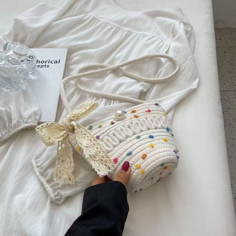 New Shell Single Shoulder Crossbody Women's Fashion Cotton Small Phone Beach Woven Bag