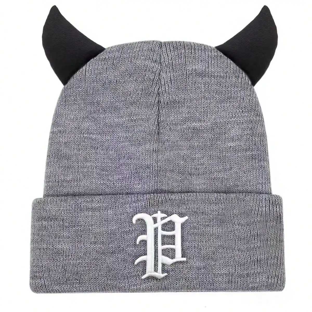 Unisex Letter Embroidery Personalized Bull Horn Beanies Winter Warm Hat Hip Hop Cap Beanie Hat Caps for Women MenXJ251110