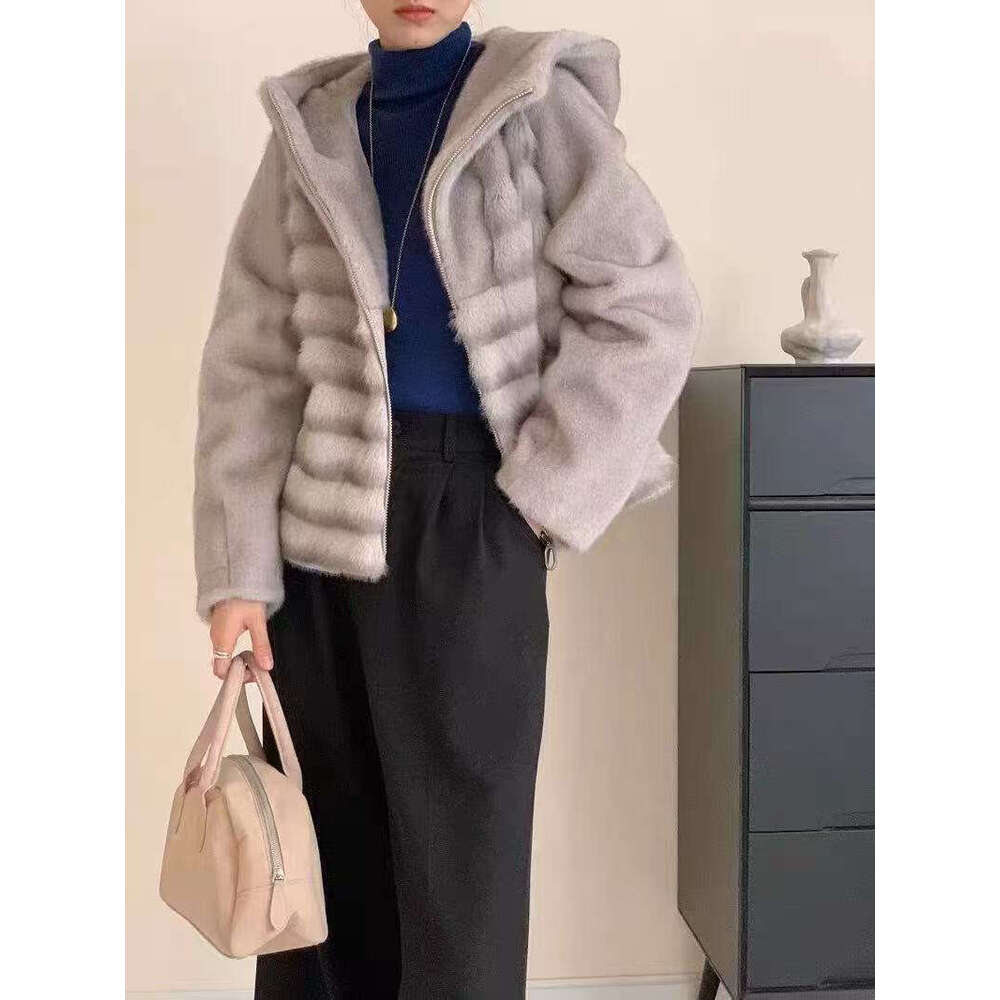 Mink Thickened with Winter HighEnd Coat Imitation Hood, OnePiece Short Style for Petite Sizes, EcoFriendly Fur Hood, Sizes, Hood, Sizes, Hood, Sizes,
