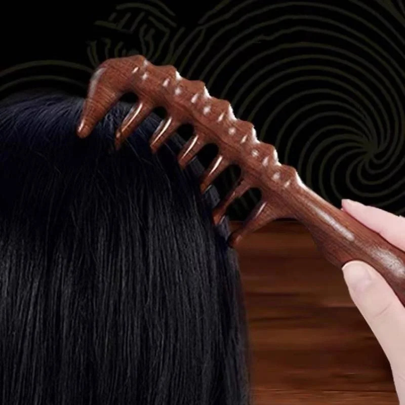 Natural Sandalwood Comb Wide Tooth Anti-Static Head Scalp Massage Wooden Comb for Long Thick Straight Curly Hair 251107