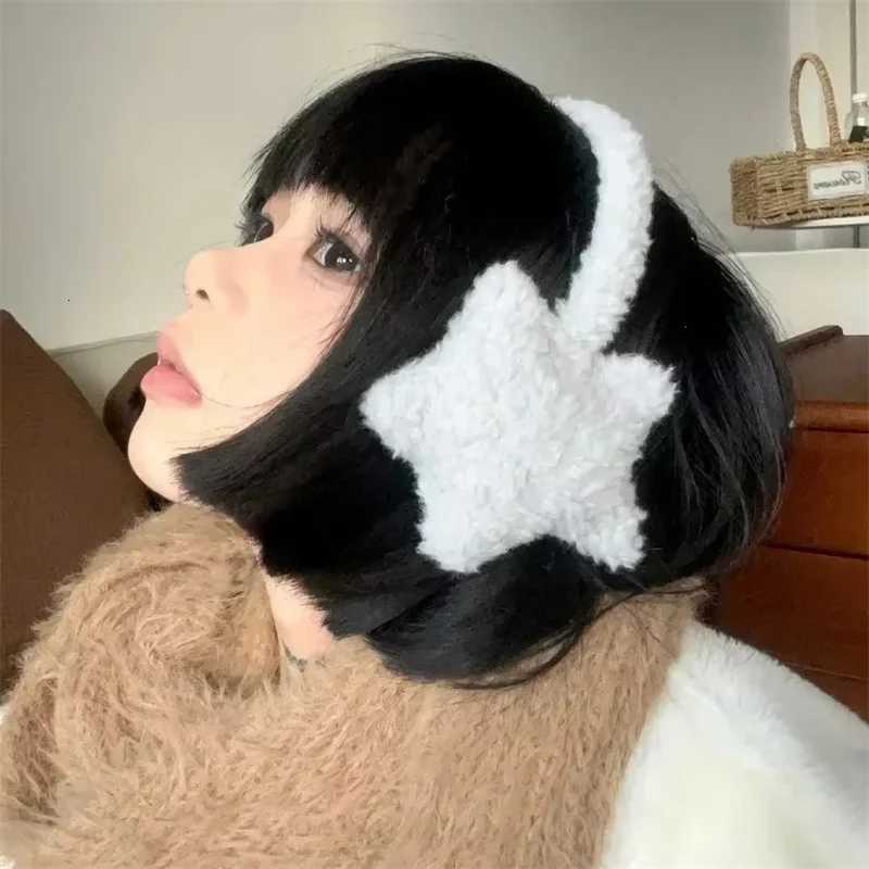Y2K Star Fluffy Earmuffs Earplugs Cold Protection Women Ear Cover Keep Warm Solid Color Plush Earmuffs Cycling Accessories W251110