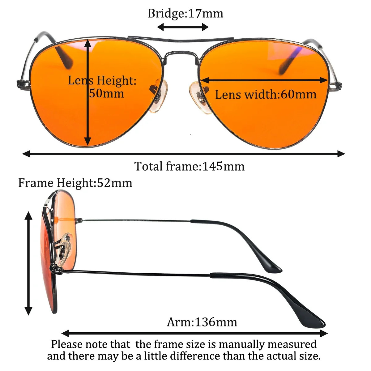 SHINU red lenses glasses men orange lens glasses women blue light filter better sleep rest glasses two size Metal frame eyewear 250407
