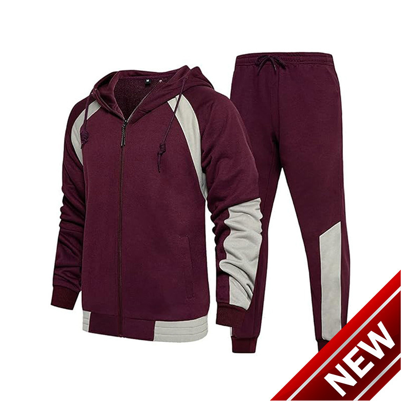 Euro 2024 autumn/winter new versatile mens sports hoodie set with hooded zipper two-piece set