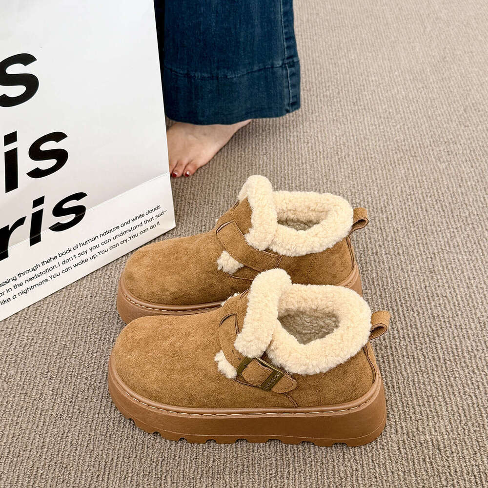 Designer Classic Ultra Mini Boots Women Snow Boots Buckled Platform Short Women Chestnut Sand Winter Non-Slip Warm Thickened Outdoor Casual Snow Boots