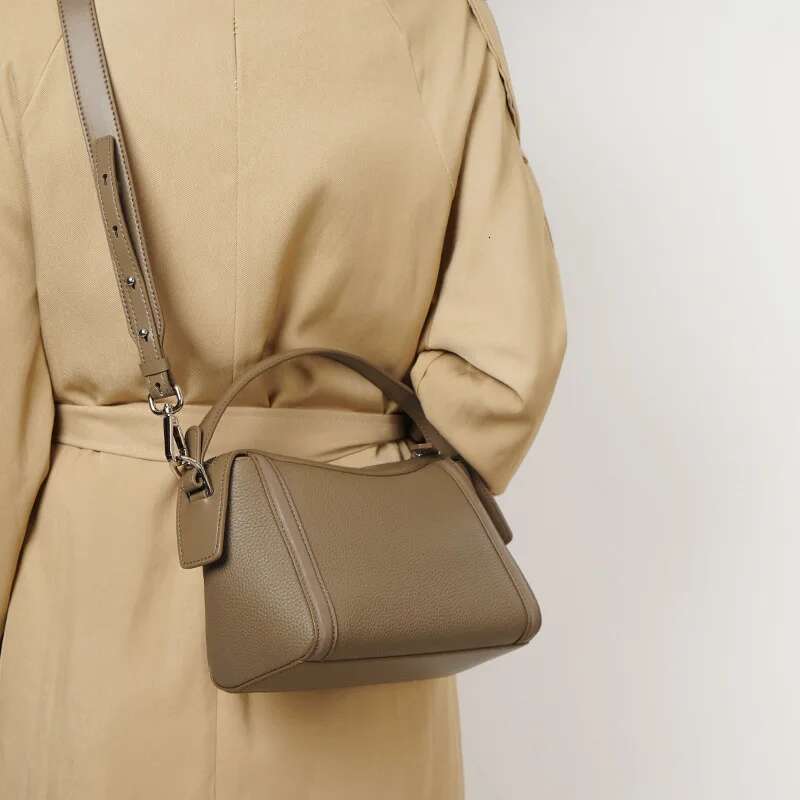 New Top Layer Cowhide Top-Handle Boston 2025 Cross Body Pillow Bag