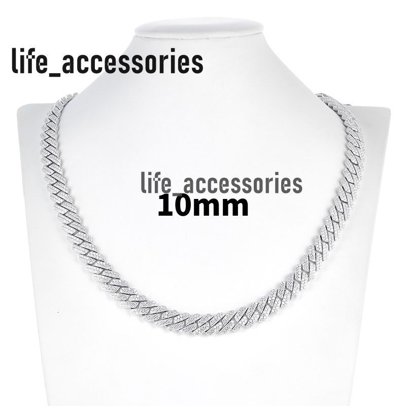 king Jewelry Hiphop Moissanite Cuban Chain Rappers Luxurious 8mm 10mm 14mm 925 Silver VVS Moissanite Cuban Link Chain