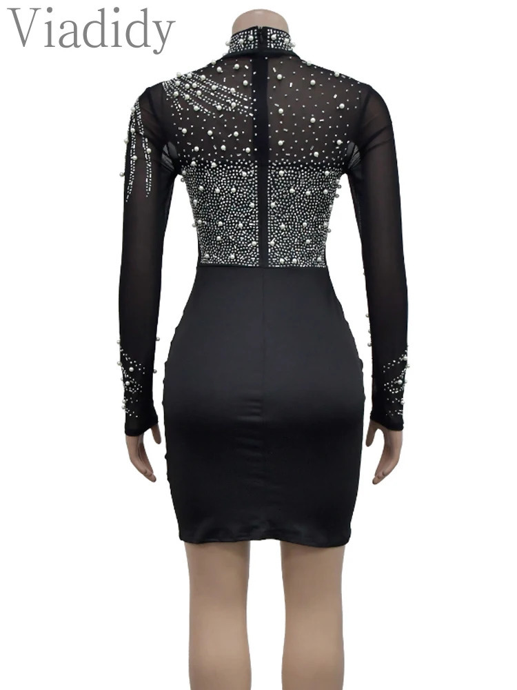 Womens sexy sparkling rhinestone mini dress 250403
