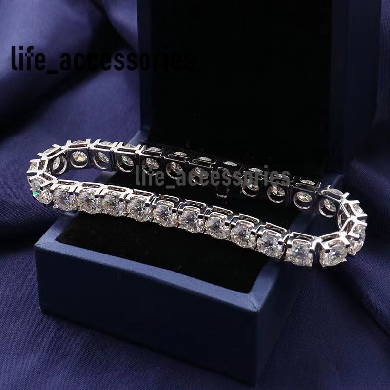 Custom Moissanite Tennis Chain Bracelet in Stock Ice Out Hip Hop Luxury Jewelry Tennis Bracelet