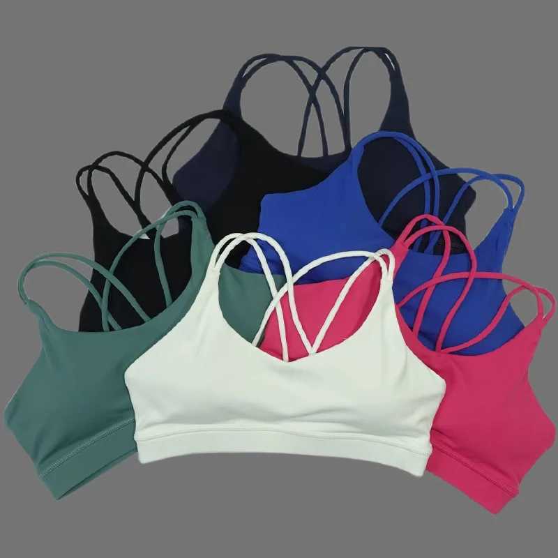 Solid color soft womens yoga bra tight fitting fitness and gathering high-strength shock-absorbing fitness running and cycling sports braXJ250410