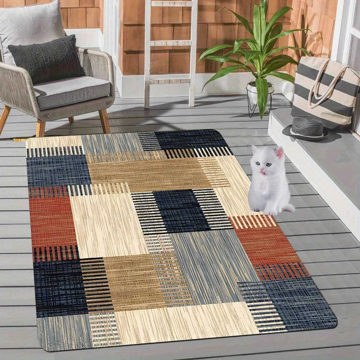 VIKAMA Flannel Plaid Carpet Soft Doormat Welcome Mat Outdoor Carpet Large Area RugRug For Bedroom Carpet For Live Room Home Deco Y251110
