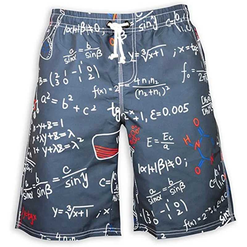 Colorful ethnic graphic beach shorts for men math 3D printed shorts Hawaiian surfing ice shorts quick drying swim trunksW250410