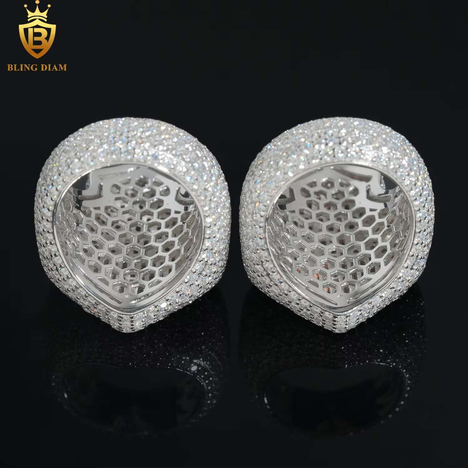 Hip Hop Jewelry 925 Sterling Silver Rose Gold Men Cross Ring Vvs Moissanite Iced Out Gra Certificate Pass Diamond Tester