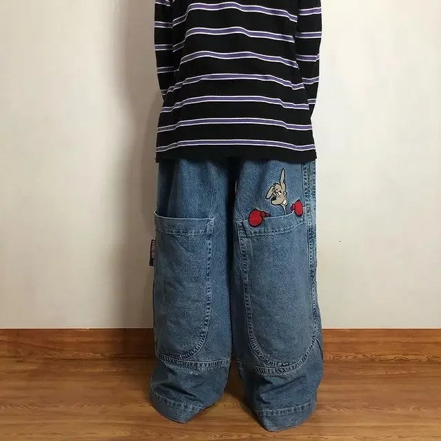 vintage y2k baggy jeans kangaroo graphic embroidery harajuku casual straight wide leg american style y2k jeans men clothing 250409