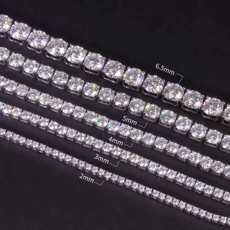 Wholesale Women Men Jewelry 3mm 925 Silver Zircon Moissanite Bracelet Necklace Tennis Chain