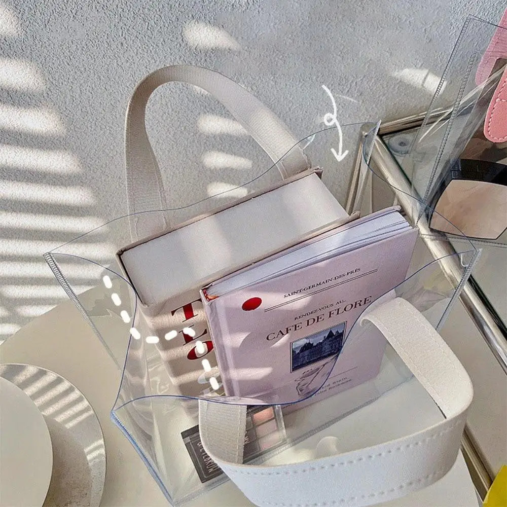 1PC Clear Tote Bag Transparent Shopping Bags Shoulder Handbag PVC Waterproof Storage for Gift Cosmetic Plastic Hand 251110