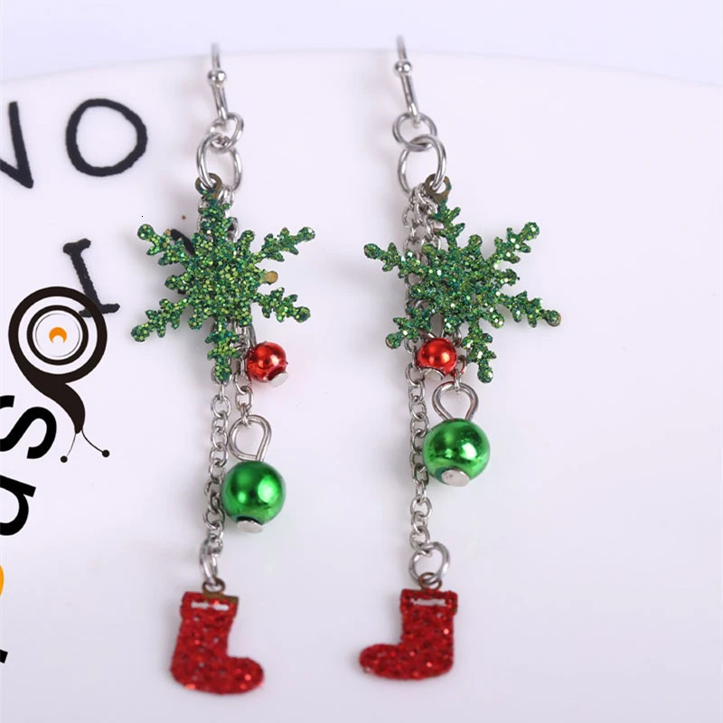 Merry Christmas Fashion Snowflake Boots Long Tassel Dangle Earrings For Women Shiny Zircon Snowman Xmas Tree Earring Jewelry 251031