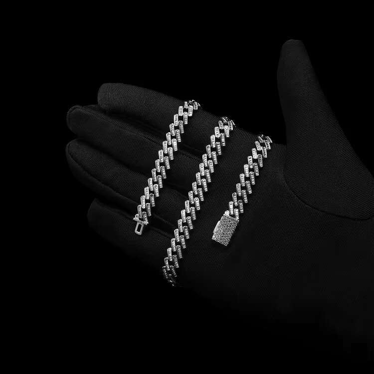 Custom 6mm 8mm White Gold Plated Sterg Sier Cuban k Necklace Iced Out Zirconia Jewelry for Men Women Gift