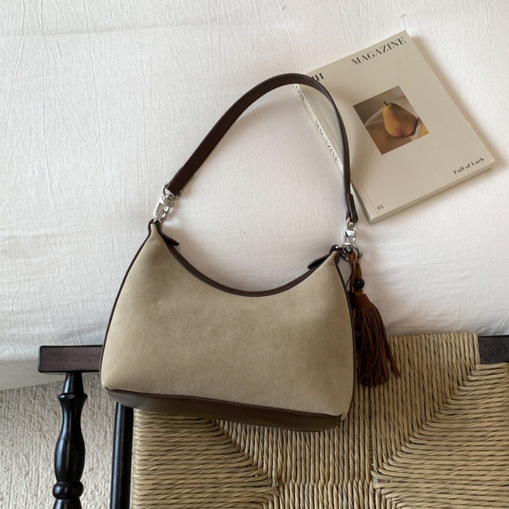 Retro Style Suede Fringe Arm Pit Bag for Women - Large Capacity Shoulder & Cross Body