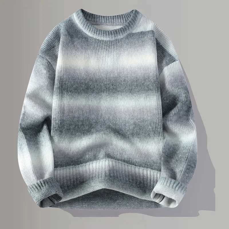 New Gradient Knitted Sweater Winter High Quality Mens Harajuku Style Christmas Sweater 2025 Thick Warm Mens Hoodies R251110