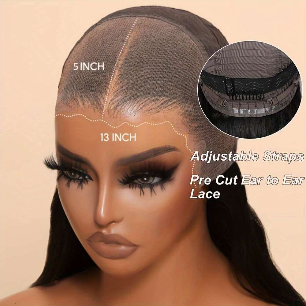 Glueless Human Hair 250% Density Body Wave, Black Color, 13X5 HD Front No Glue Needed, Breathable Lace For Everyday & Special Events New Model - Women