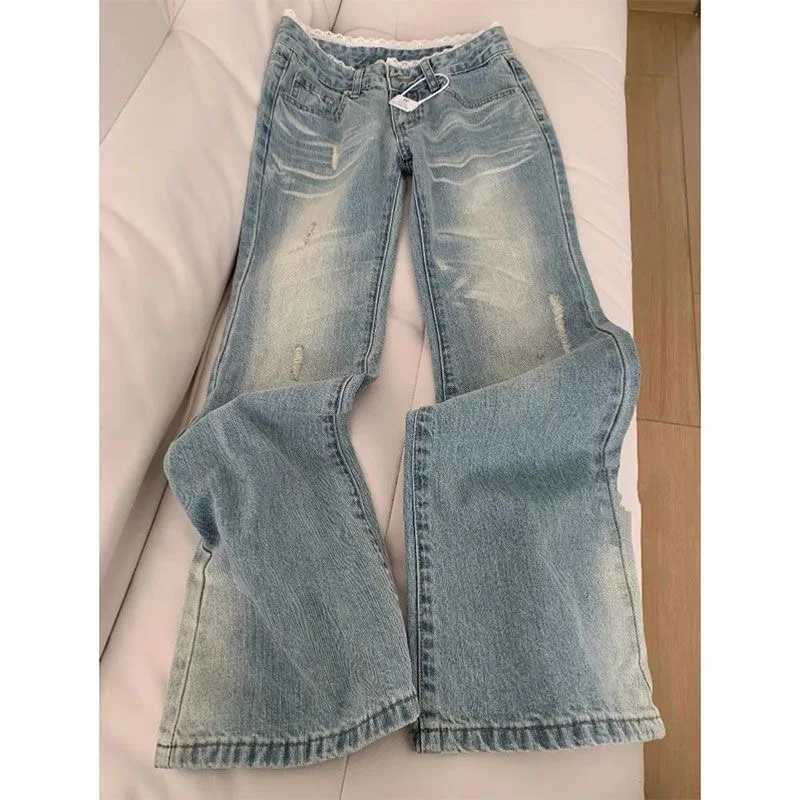 Botvotee Retro Classic American Vintage Denim Jeans for Women Low Waisted Straight 1950s/1960s Inspired Jeans Light Blue Pants C251110